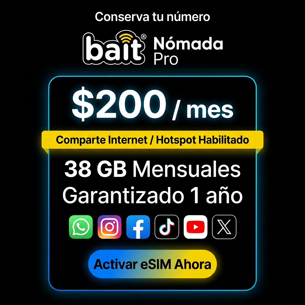 eSIM Bait Nómada Pro - 38 GB Mensuales (Portabilidad)